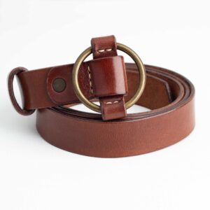 Leather Belt with Round Buckle