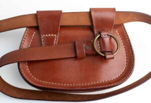Leather Belt with Round Buckle